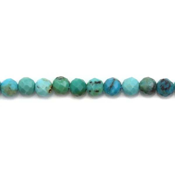 Natural faceted round turquoise 4mm x 39cm