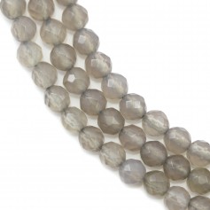 Agate grise Round faceted 4mm x 40 cm 
