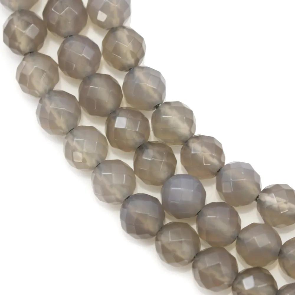 Agate grise Ronde facette 6mm x 40cm  
