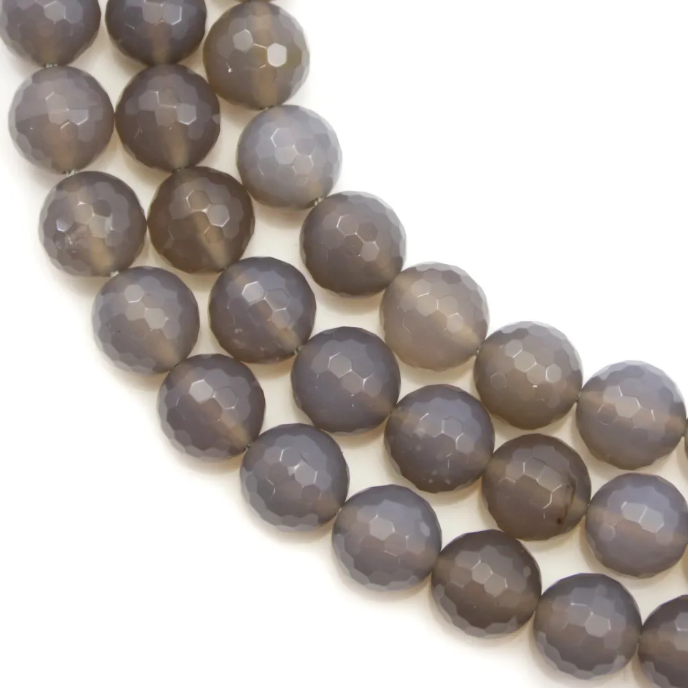 Agate grise Ronde facette 10mm x 40cm