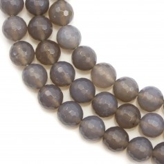 Agate grise Round faceted 10mm x 40 cm 