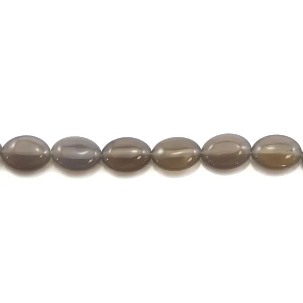 Agate grise ovale 13x18mm x 4pcs  