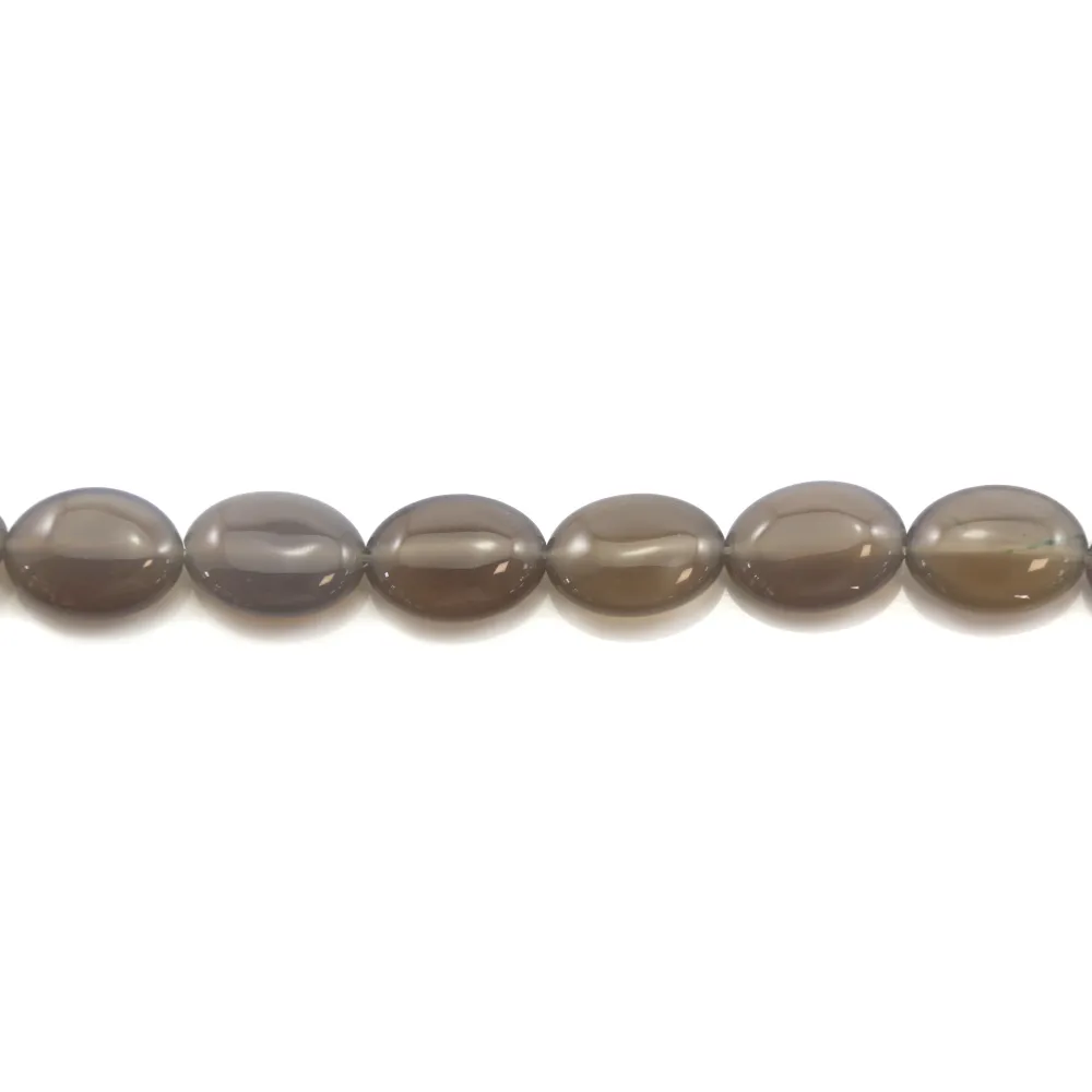 Agate grise ovale 13x18mm x 4pcs  
