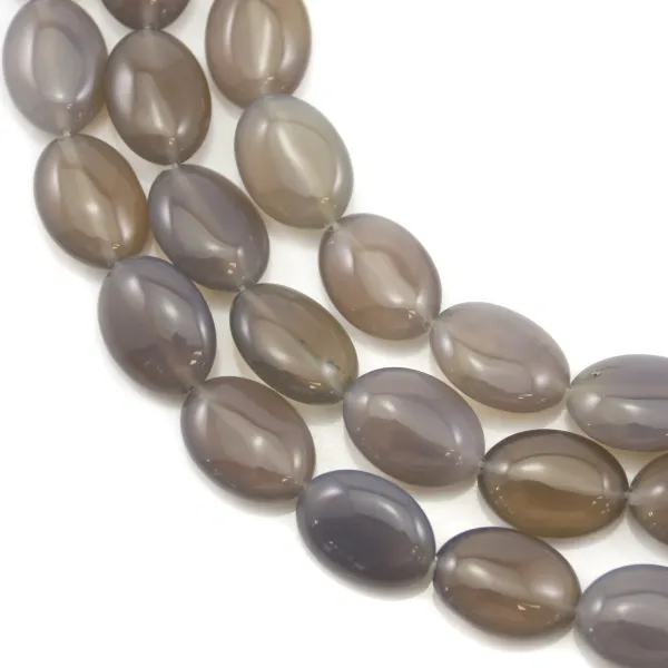 Ágata, cinza, oval, 13x18mm x 40cm