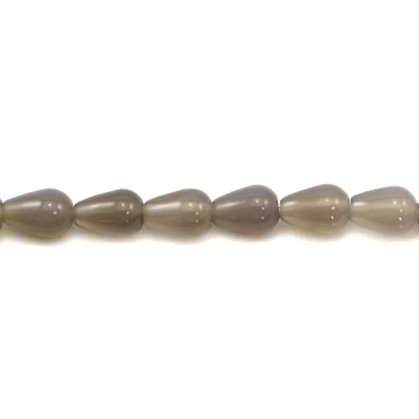 Agate grise goutte 10x15mm x 5pcs
