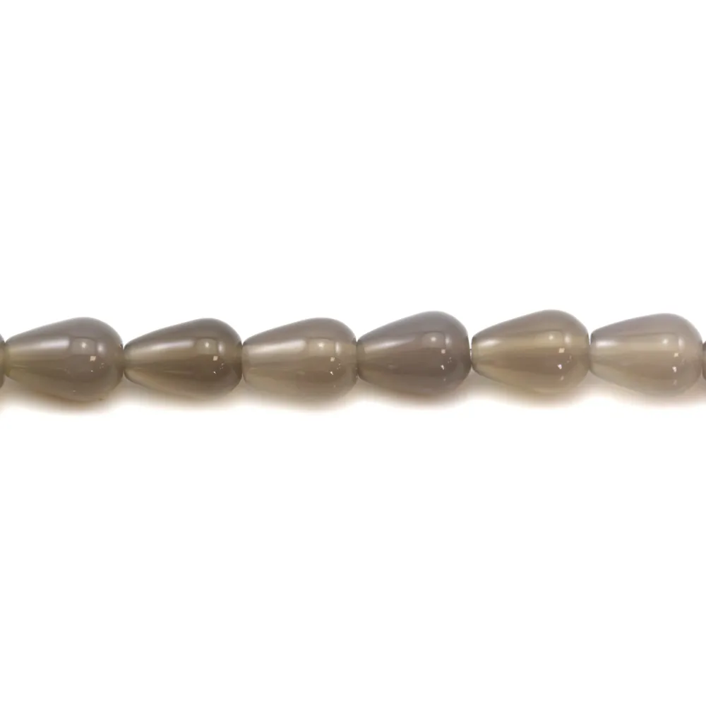 Agate grise goutte 10x15mm x 5pcs