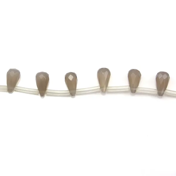 Agate grise goutte facette 5x10mm  x 1pc