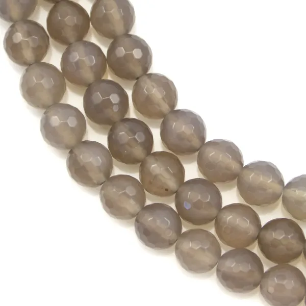 Agate grise Ronde facette 8mm x 40cm