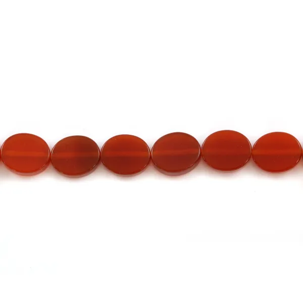 Agate rouge ovale plat 10x12mm x 5pcs