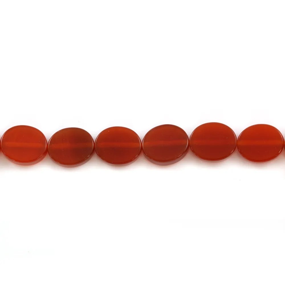 Agate rouge ovale plat 10x12mm x 5pcs