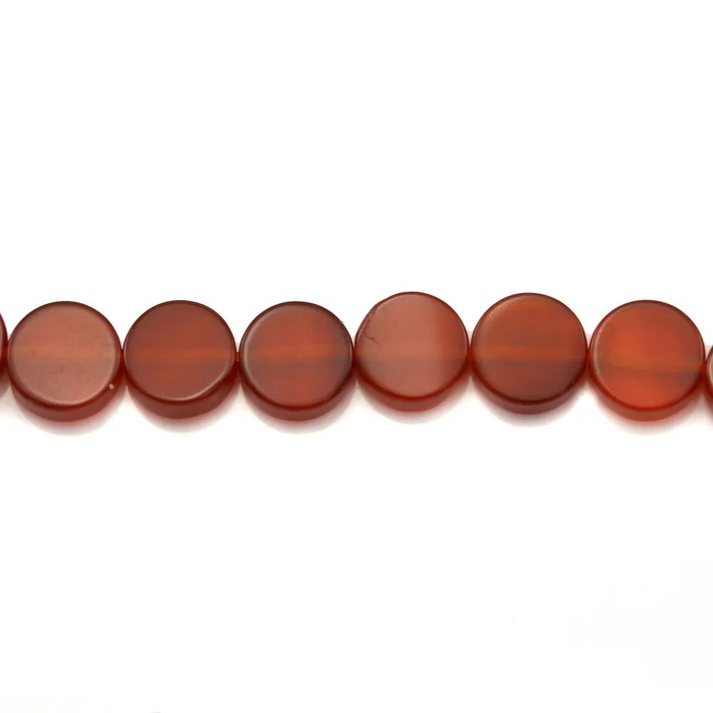 Agate rouge ovale plat 10x12mm x 40cm