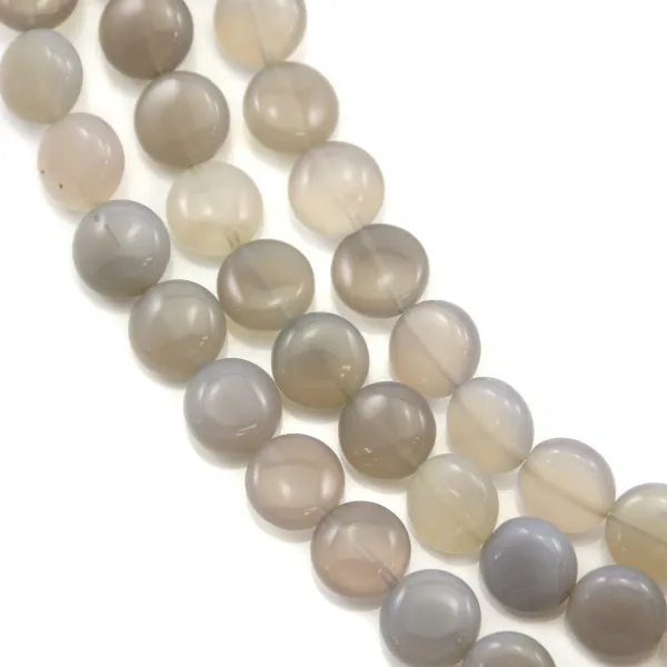Grey agate round flat 12mm x 40 cm 