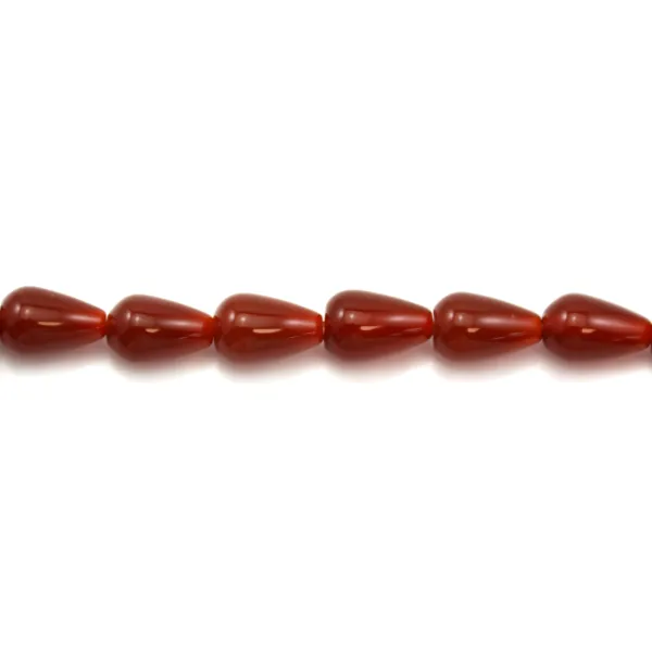 Ágata, vermelha, gota, 8x12mm x 39cm
