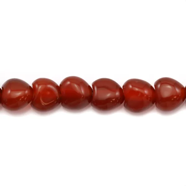 Agate rouge carré arrondie 8mm x 40cm