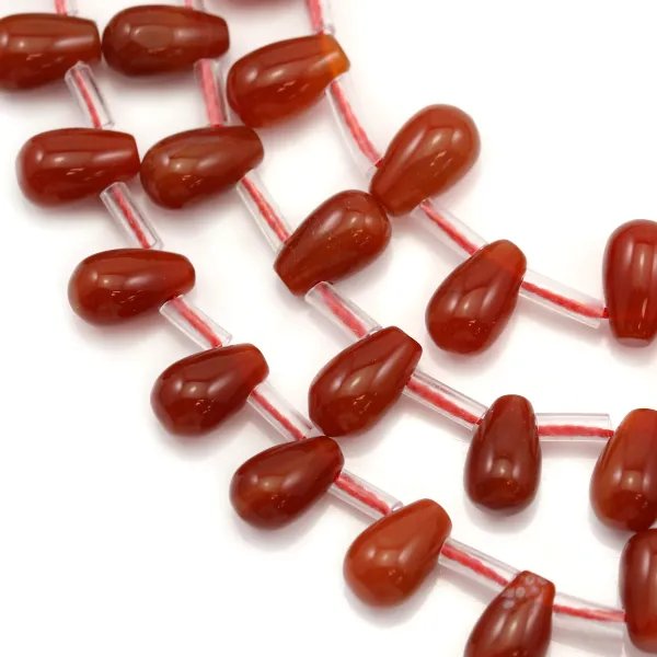 Ágata, vermelho, gota, 6x9mm x 40cm