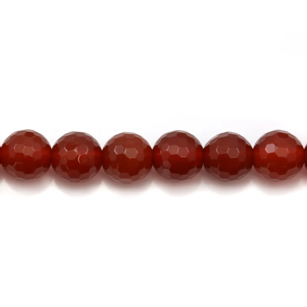 Agate rouge ronde facette 8mm x 40cm