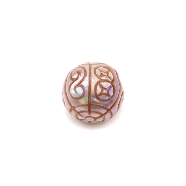 Perle de culture d'eau douce sculptée, 13-14mm x 1pc