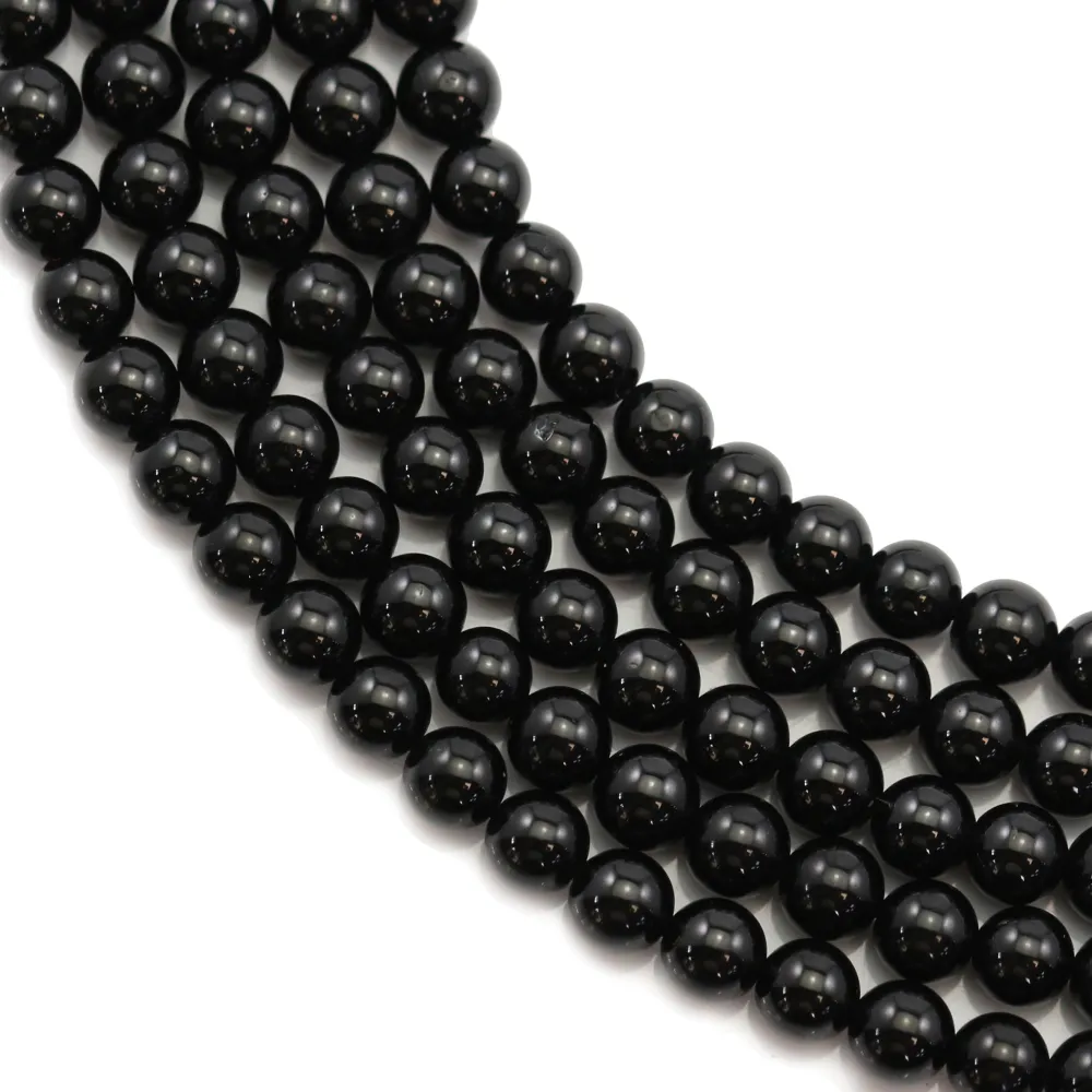 Black tourmaline round 4mm x 40cm
