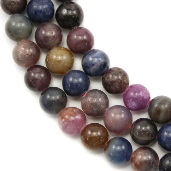 Mélange de rubis et saphir, de forme ronde, 8mm x 40cm