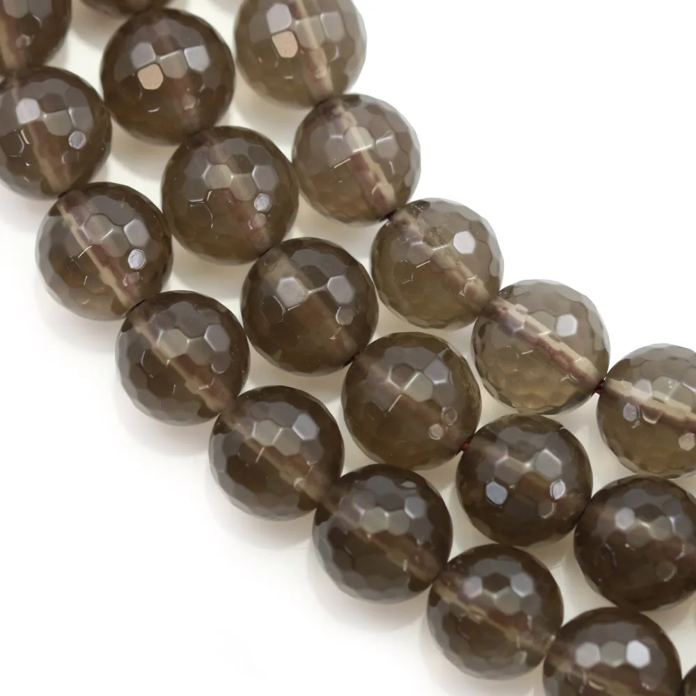Quartz Fumé Ronde Facette 10mm x 40 cm 