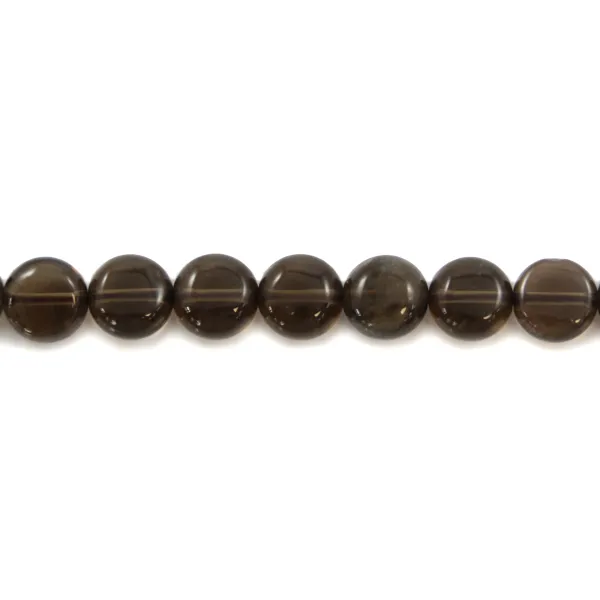 Smoky quartz flat round 8mm x 40cm 