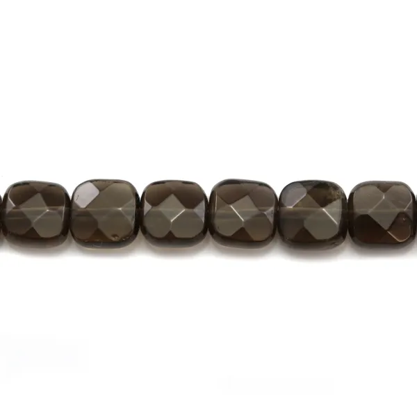 Quartz Fumé Carré Facette 8mm x 4PCS