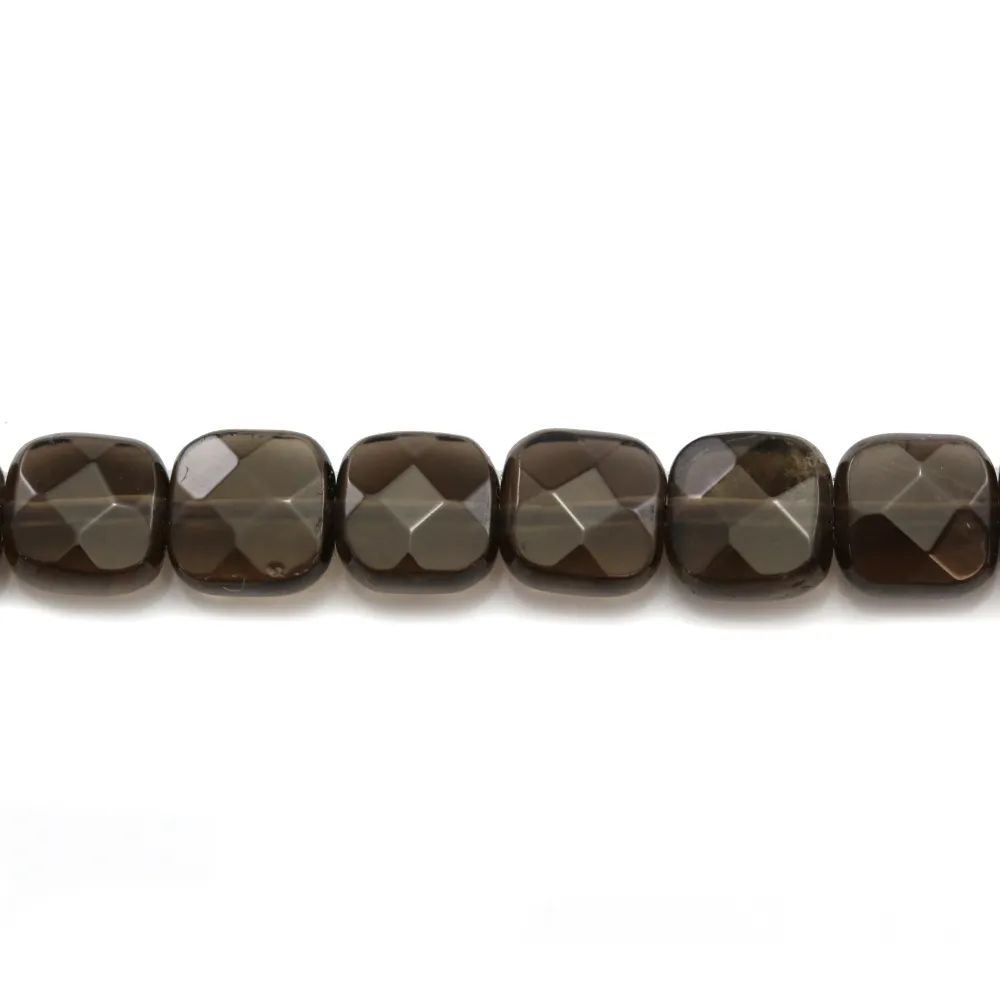 Quartz Fumé Carré Facette 8mm x 4PCS