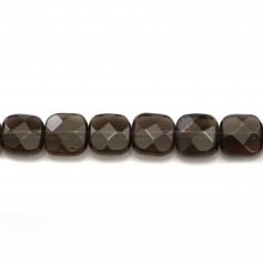 Smoky Quartz Faceted Square 8mm x 4pcs 
