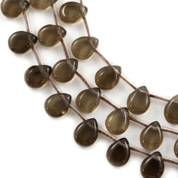 Cuarzo ahumado gota plana 7x9mm x 40cm