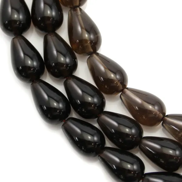 Quartz fumé, en forme de goutte lisse, 8 * 12mm x 40cm