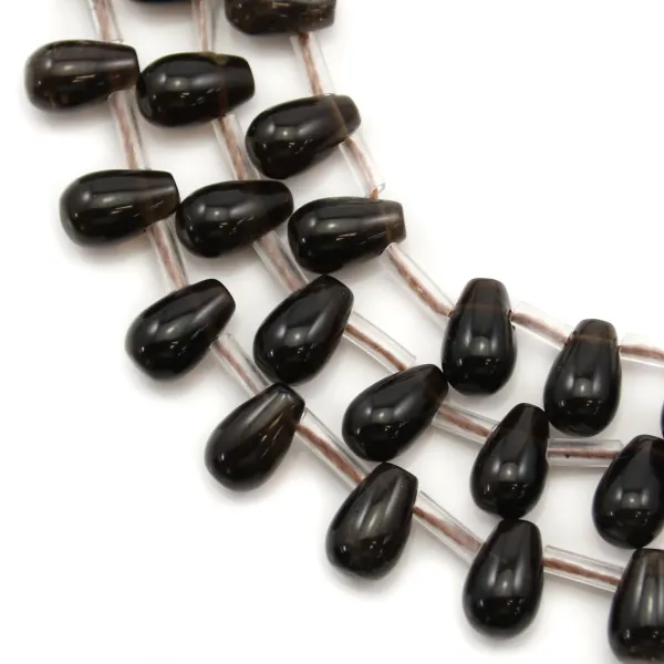 Quartz fumé, en forme de goutte, mesurant 6x9mm x 40cm