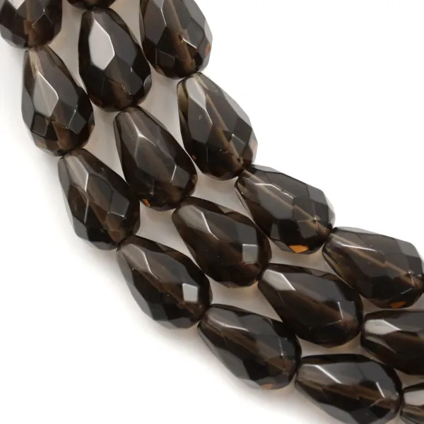 Cuarzo ahumado facetado gota 8x12mm x 40cm