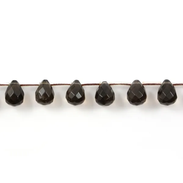Smoked quartz drips faceted 10x14mm x 2pcs
