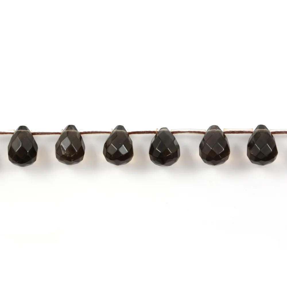 Smoked quartz drips faceted 10x14mm x 2pcs