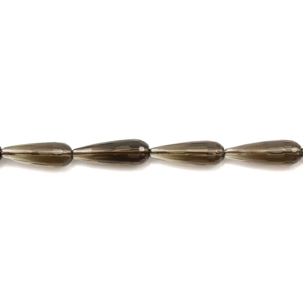 Smokey quartz  drop  facet  10x30mm x 40cm    
