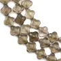 Quartz fumé trèfle facette 13 mm  x 40cm 
