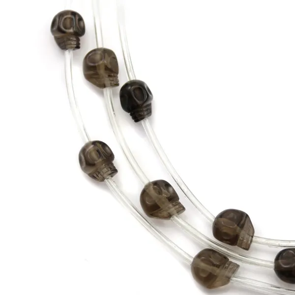 Calavera de cuarzo ahumado 10mm x 40cm(10pcs)