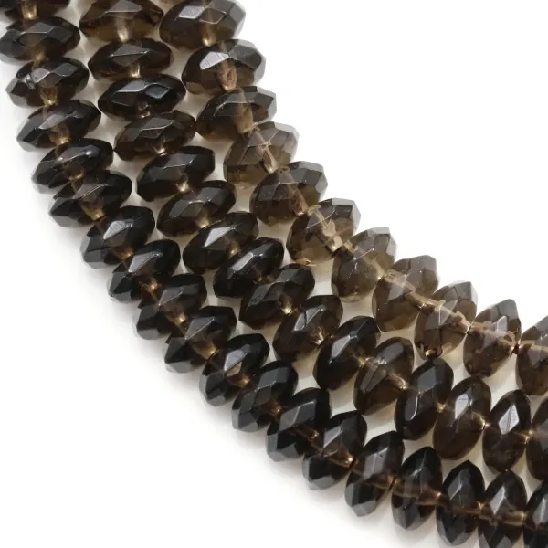 Smoky Quartz Faceted Rondelle 4x8mm x 40 cm