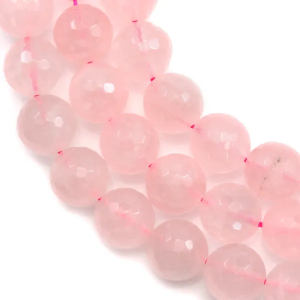 Quartz Rosa Rotonda Sfaccettata 14mm x 40cm