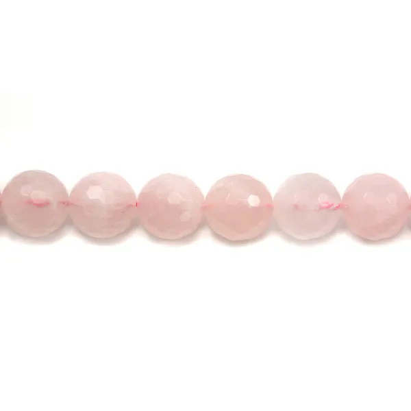 Quartz Rose Ronde Facette 16mm x 2pcs