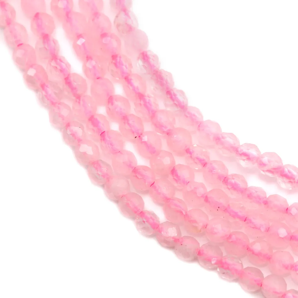 Quartz rose rond facette 2mm x 40cm