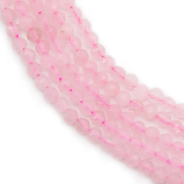 Quarzo Rosa Rotondo Sfaccettato 3mm x 39cm