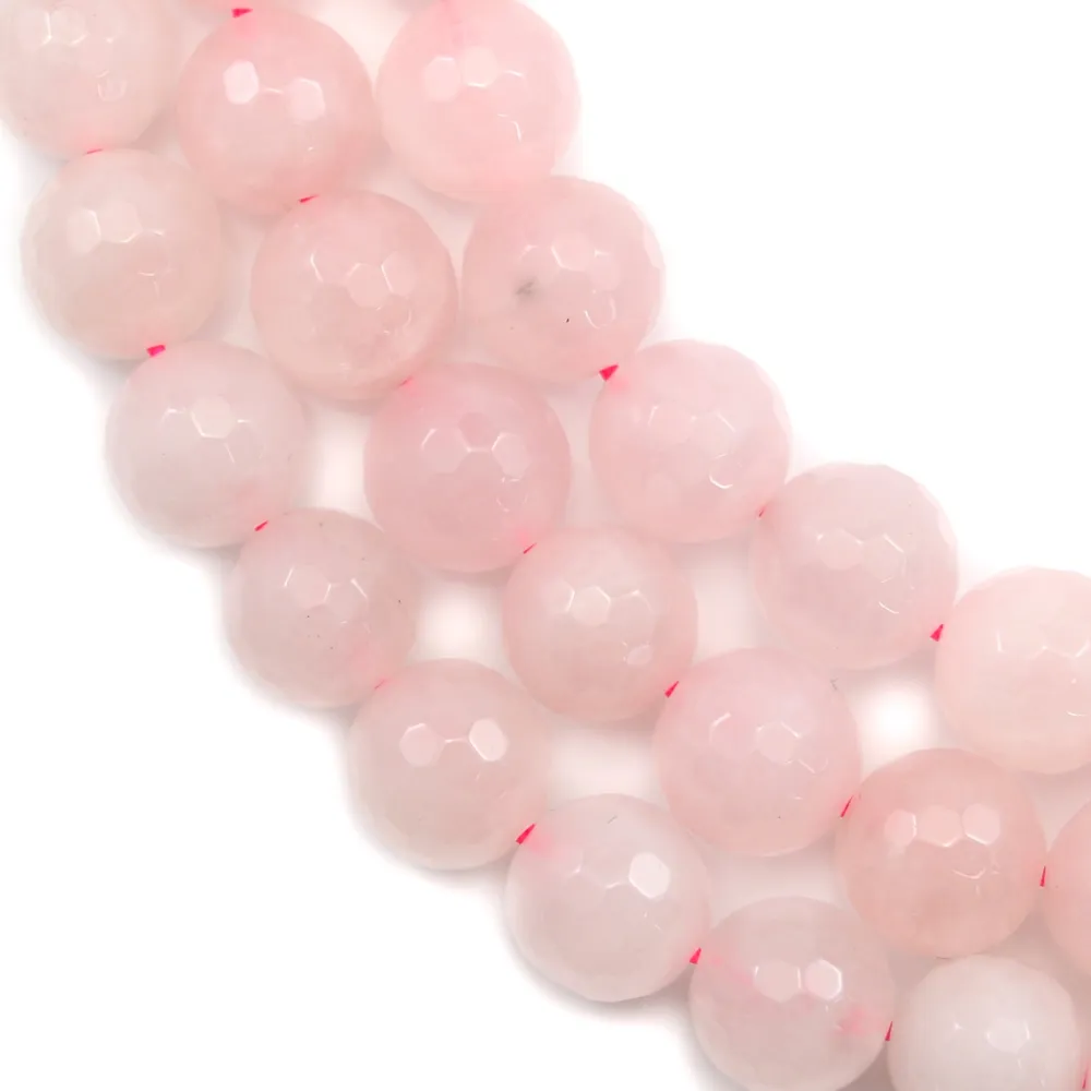 Quartz Rose Ronde Facette 12mm x 40cm 