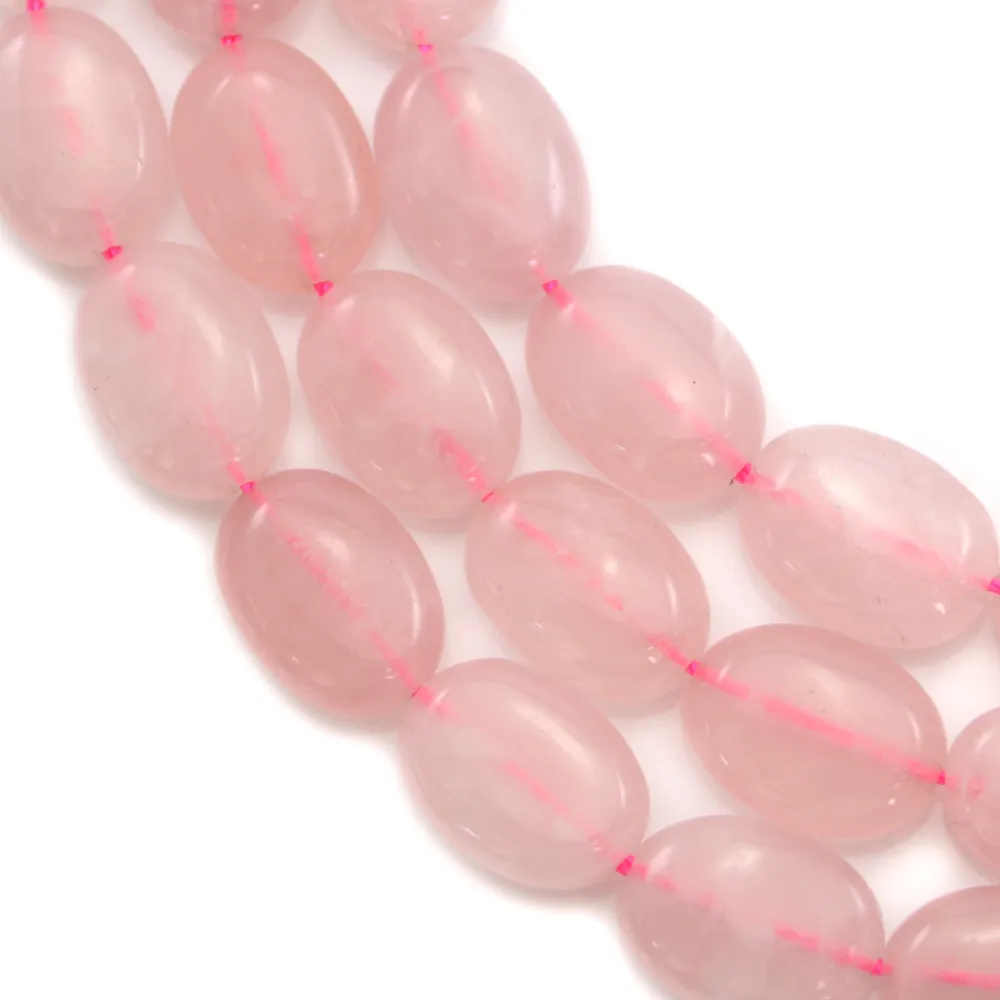 Quartz Rose Ovale 13x18mm x 40cm 