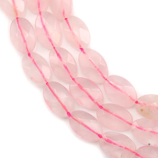 Quartzo Rosa Oval facetado 8.5x12.5mm x 40cm