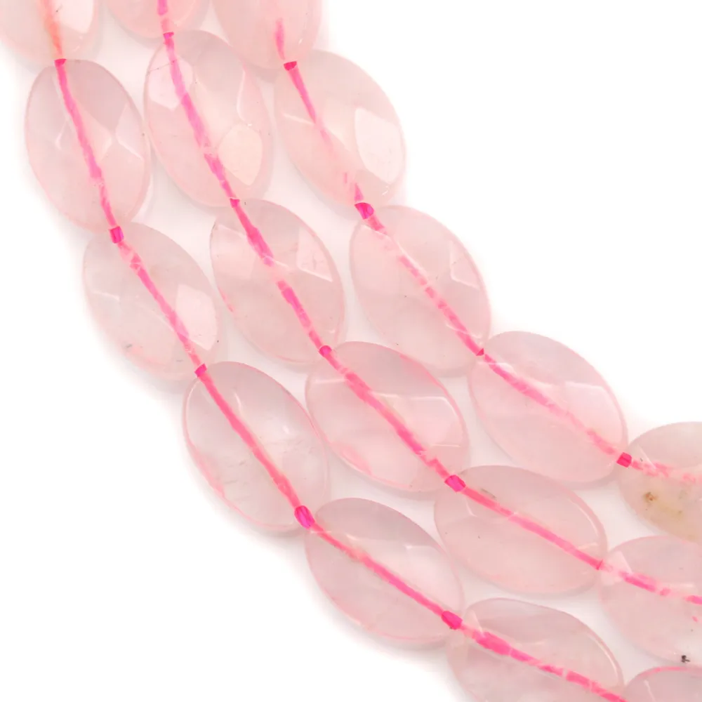 Quartz Rose Ovale facette  10x14mm x 40cm 