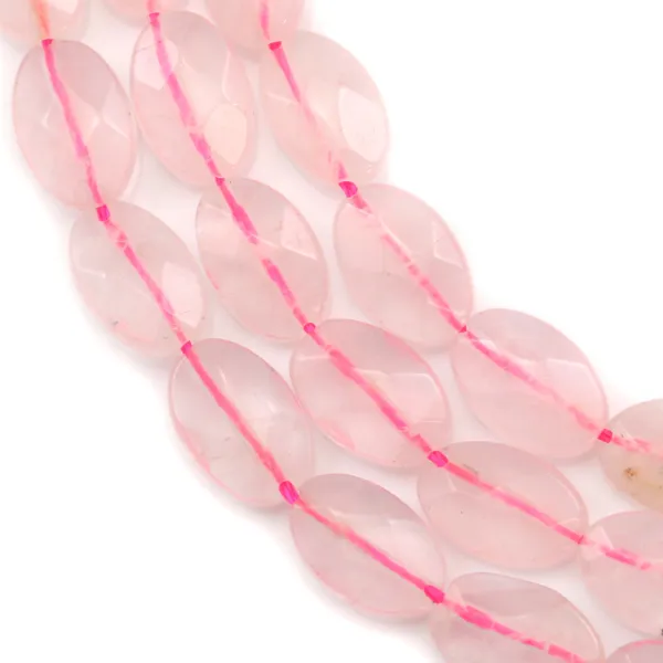 Quarzo rosa ovale sfaccettato 13x18mm x 40cm