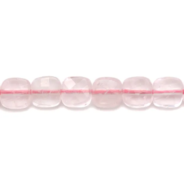 Quartz rose carré facette 6mm x 40cm