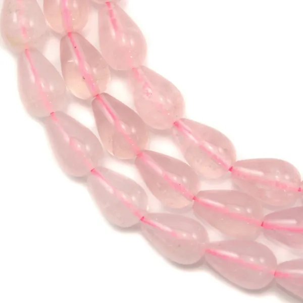 Quartz rose goutte 8x12mm x 40cm