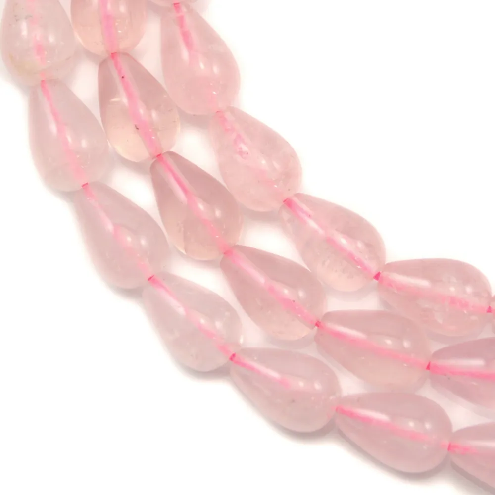 Quartz rose goutte 8x12mm x 40cm